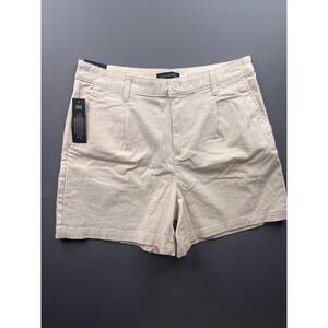 Banana Republic Pleat Front Shorts Womens Tan High Rise Cotton Blend Size 10